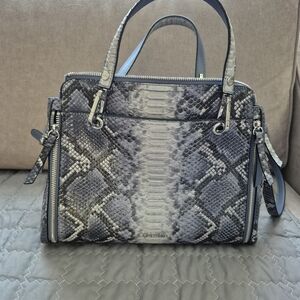 Calvin Klein Gray Satchel with Snake Print